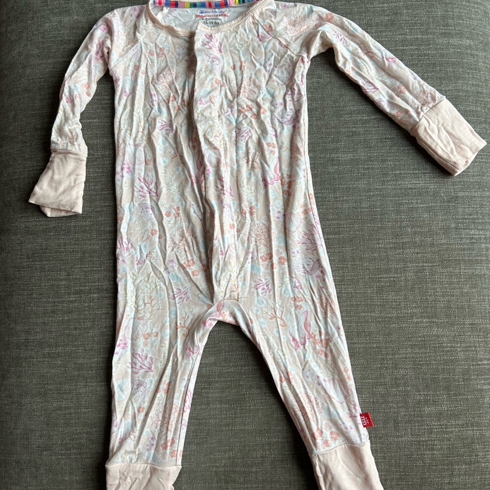 Magnetic Me Coral Floral Pattern | “Grow with Me” style pajamas | 6-9 month